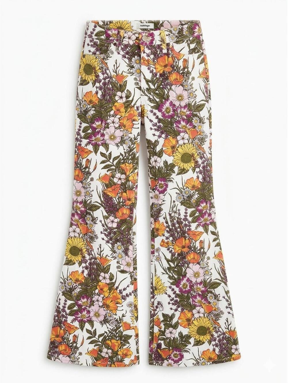 Wrangler Wanderer 622 Mid Rise Flare Jeans Floral Print Women's 28x34